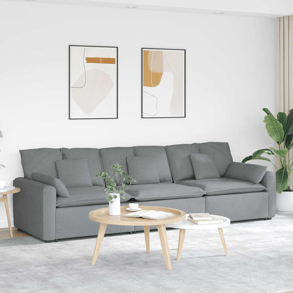 vidaXL Modulares Sofa mit Kissen Hellgrau