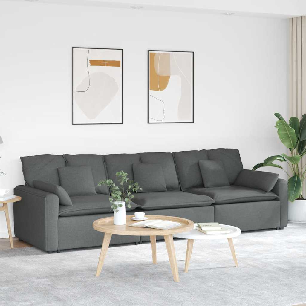 vidaXL Modulares Sofa mit Kissen Dunkelgrau