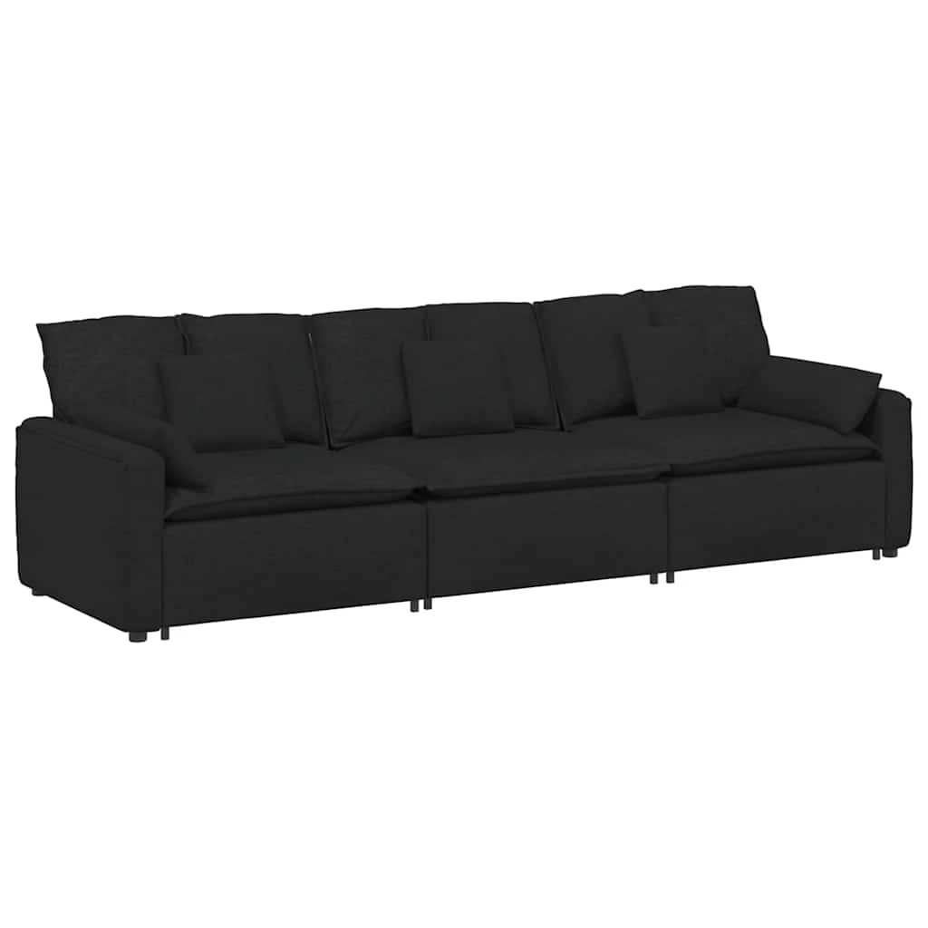 Thumbnail - vidaXL Modulares Sofa mit Kissen Schwarz