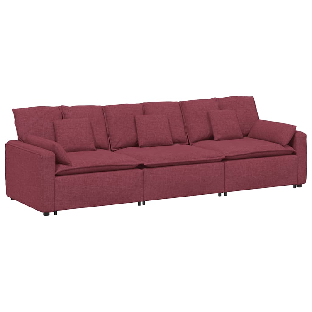 Thumbnail - vidaXL Modulares Sofa mit Kissen Weinrot