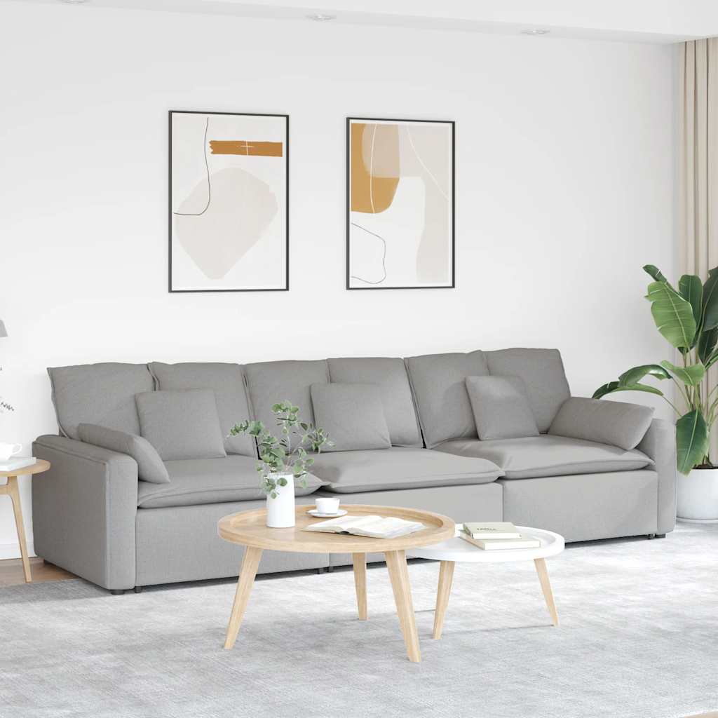 vidaXL Modulares Sofa mit Kissen Wolkengrau