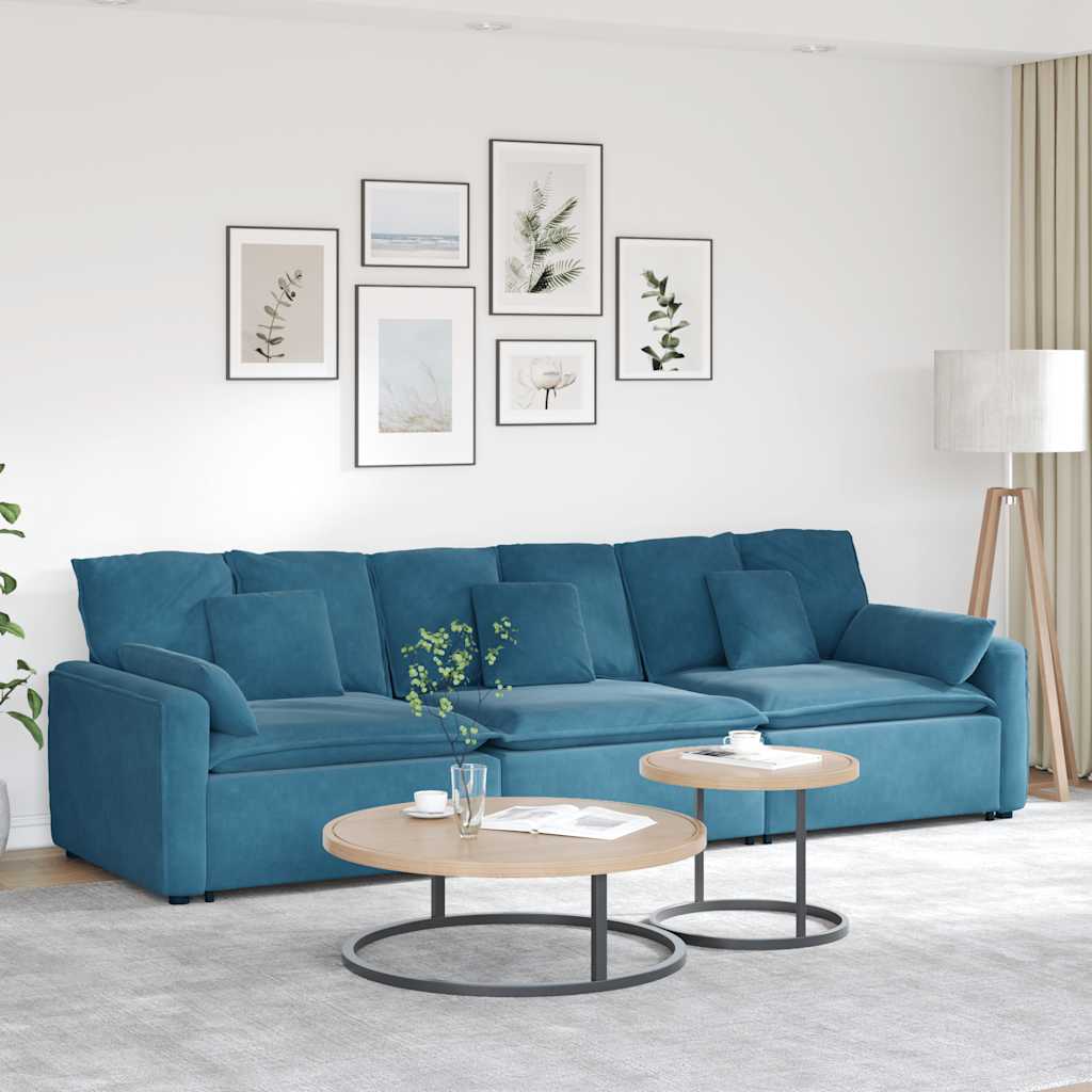 vidaXL Modulares Sofa mit Kissen Blau