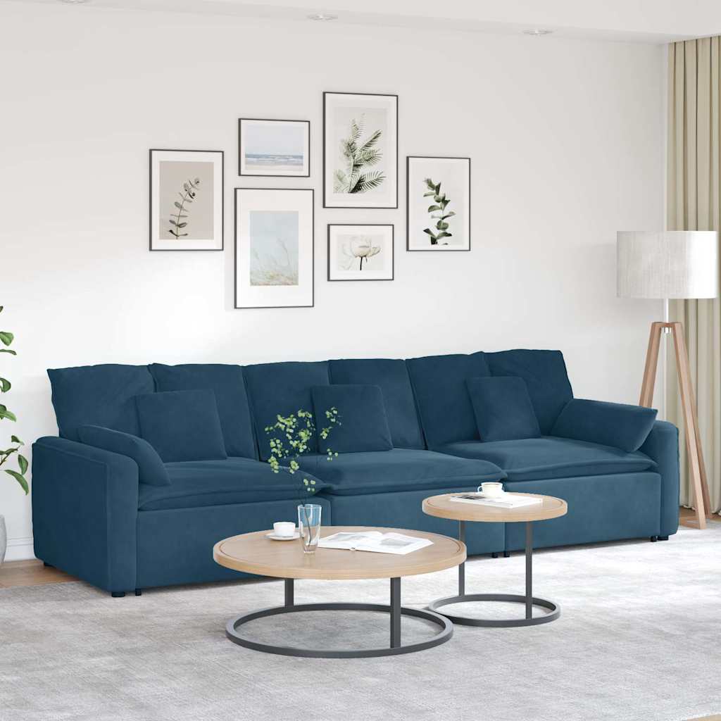 vidaXL Modulares Sofa mit Kissen Blau