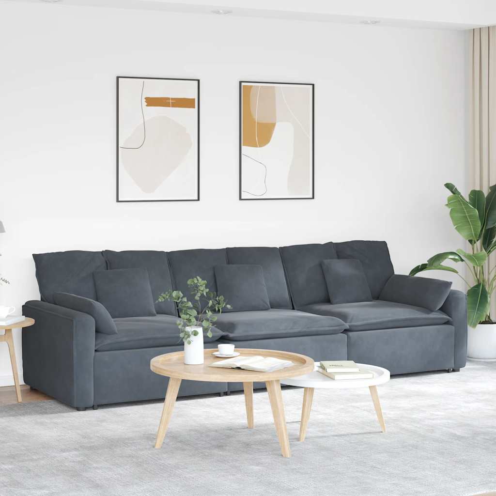 vidaXL Modulares Sofa mit Kissen Dunkelgrau