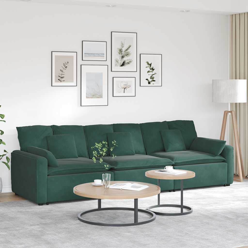 vidaXL Modulares Sofa mit Kissen Dunkelgrün