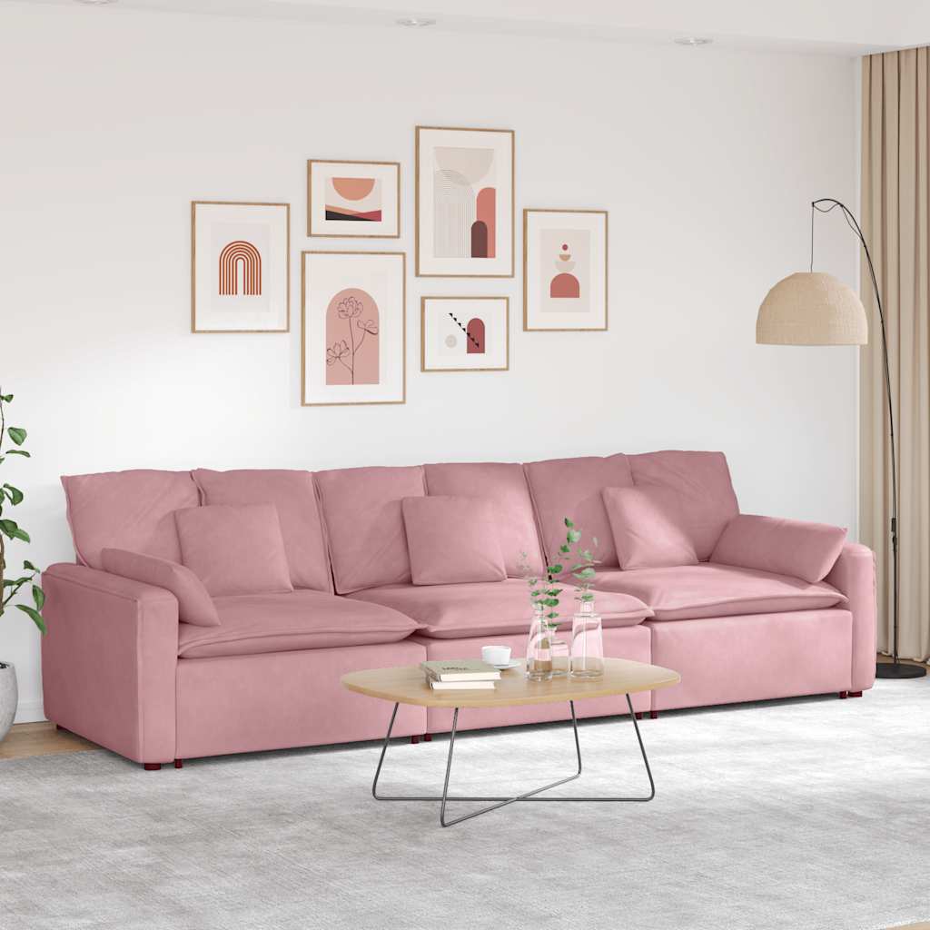 vidaXL Modulares Sofa mit Kissen Rosa