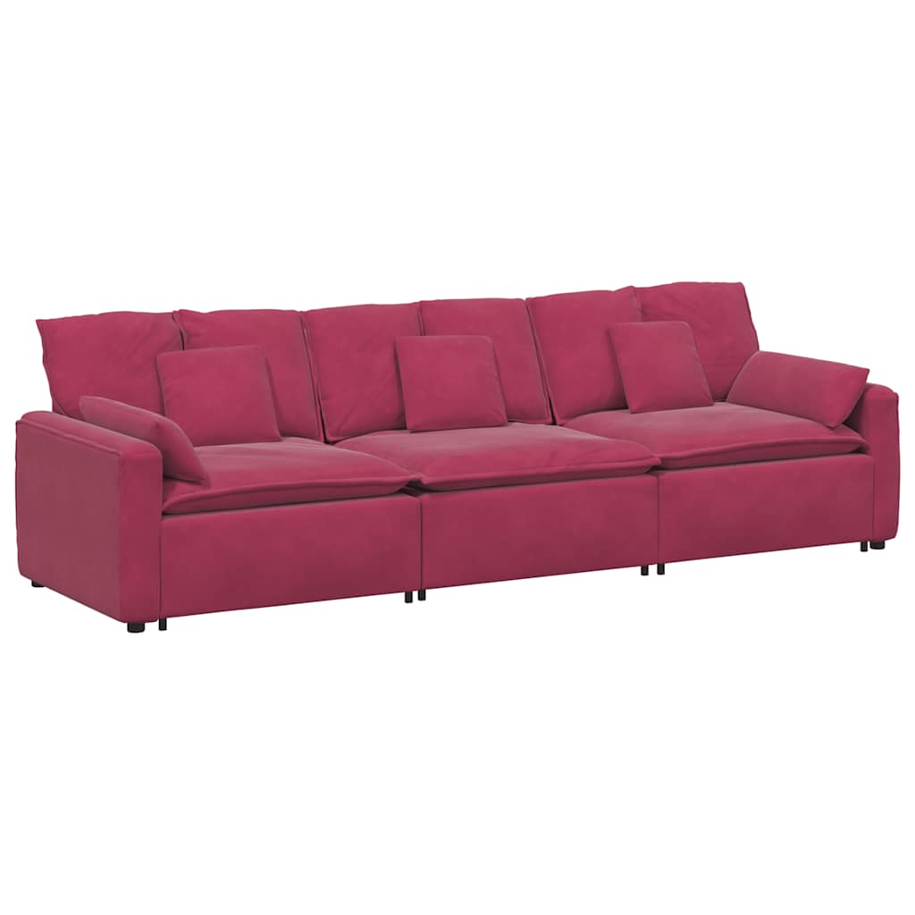 Thumbnail - vidaXL Modulares Sofa mit Kissen Weinrot