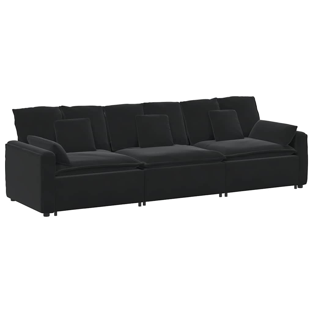 Thumbnail - vidaXL Modulares Sofa mit Kissen Schwarz