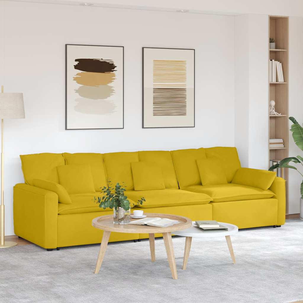 vidaXL Modulares Sofa mit Kissen Gelb