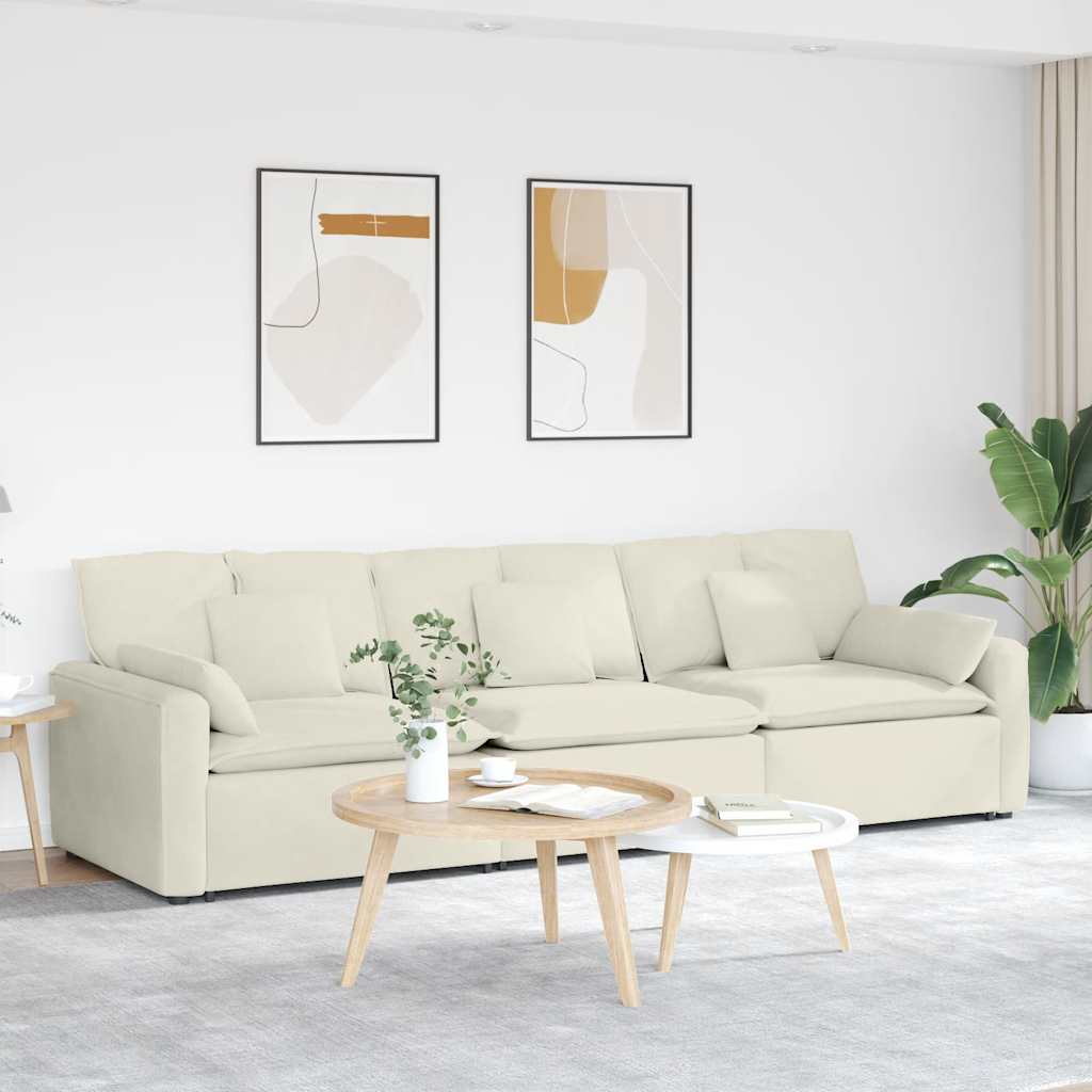 vidaXL Modulares Sofa mit Kissen Cream