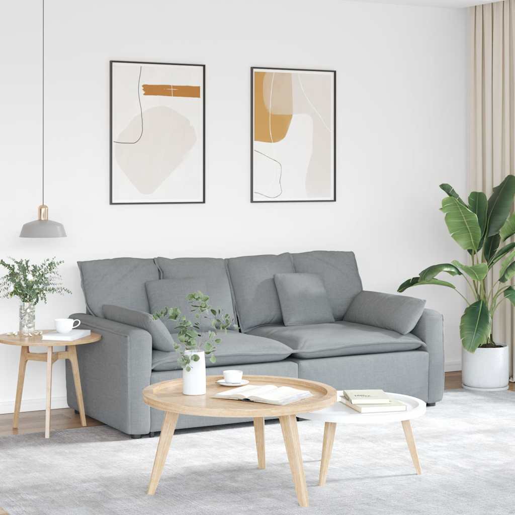 vidaXL Modulares Sofa mit Kissen Hellgrau