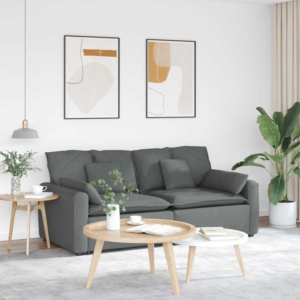 vidaXL Modulares Sofa mit Kissen Dunkelgrau