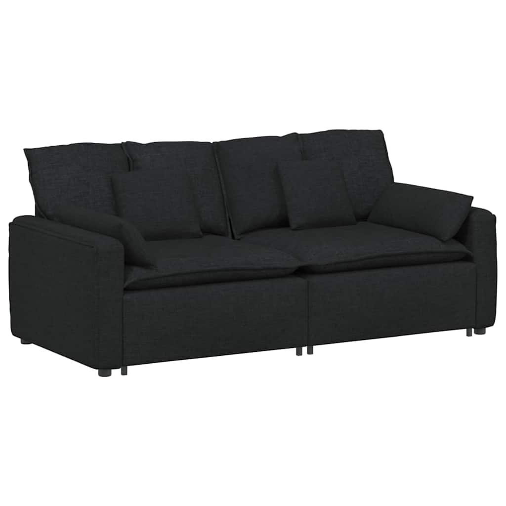 Thumbnail - vidaXL Modulares Sofa mit Kissen Schwarz
