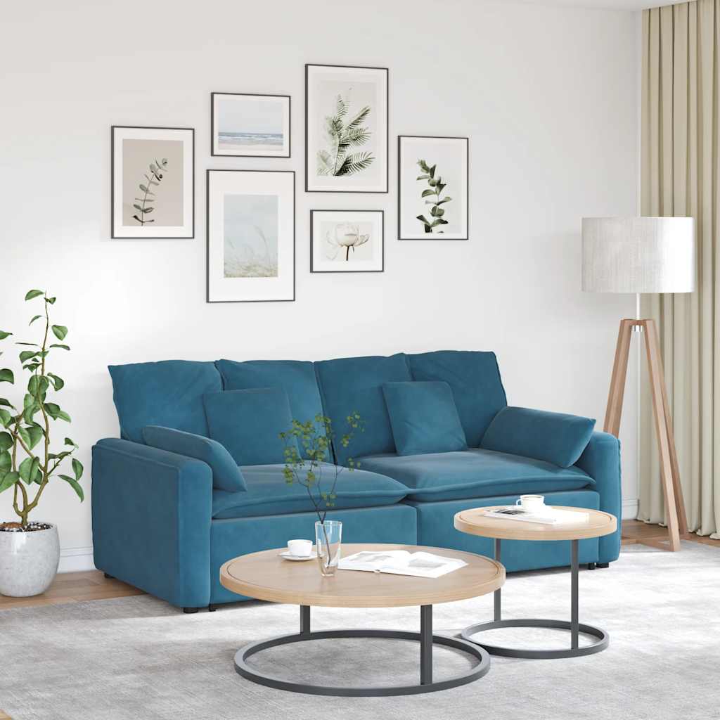 vidaXL Modulares Sofa mit Kissen Blau