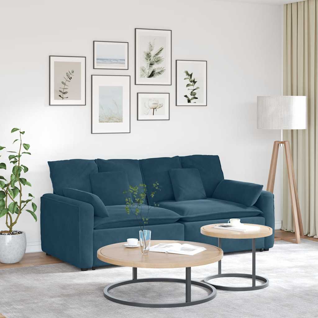 vidaXL Modulares Sofa mit Kissen Blau