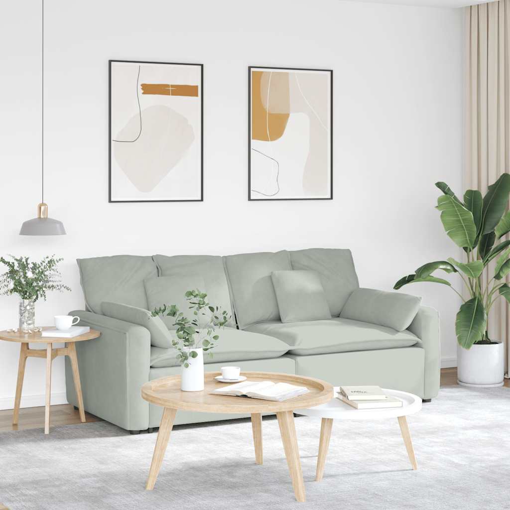 vidaXL Modulares Sofa mit Kissen Hellgrau