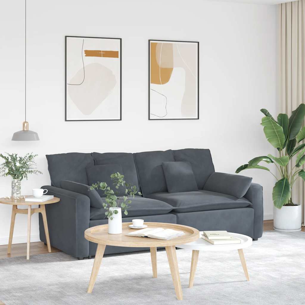 vidaXL Modulares Sofa mit Kissen Dunkelgrau