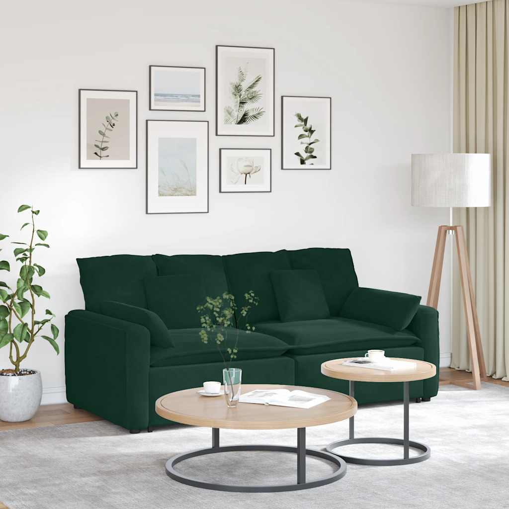 vidaXL Modulares Sofa mit Kissen Dunkelgrün
