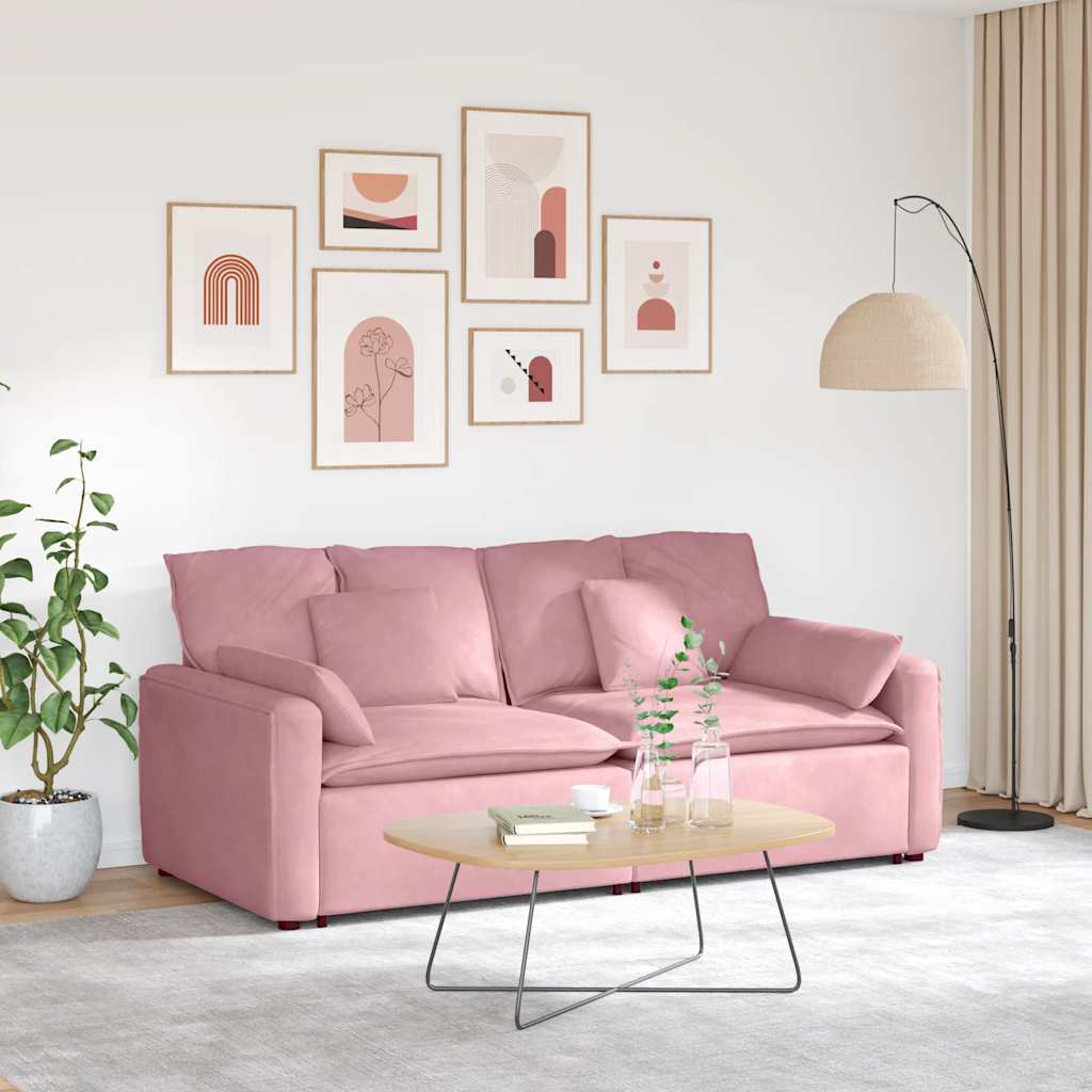 vidaXL Modulares Sofa mit Kissen Rosa