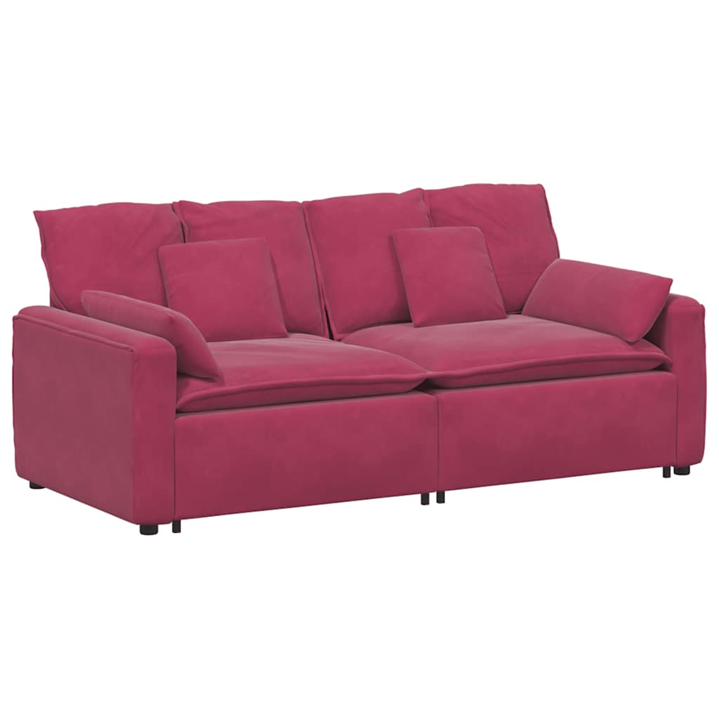 Thumbnail - vidaXL Modulares Sofa mit Kissen Weinrot