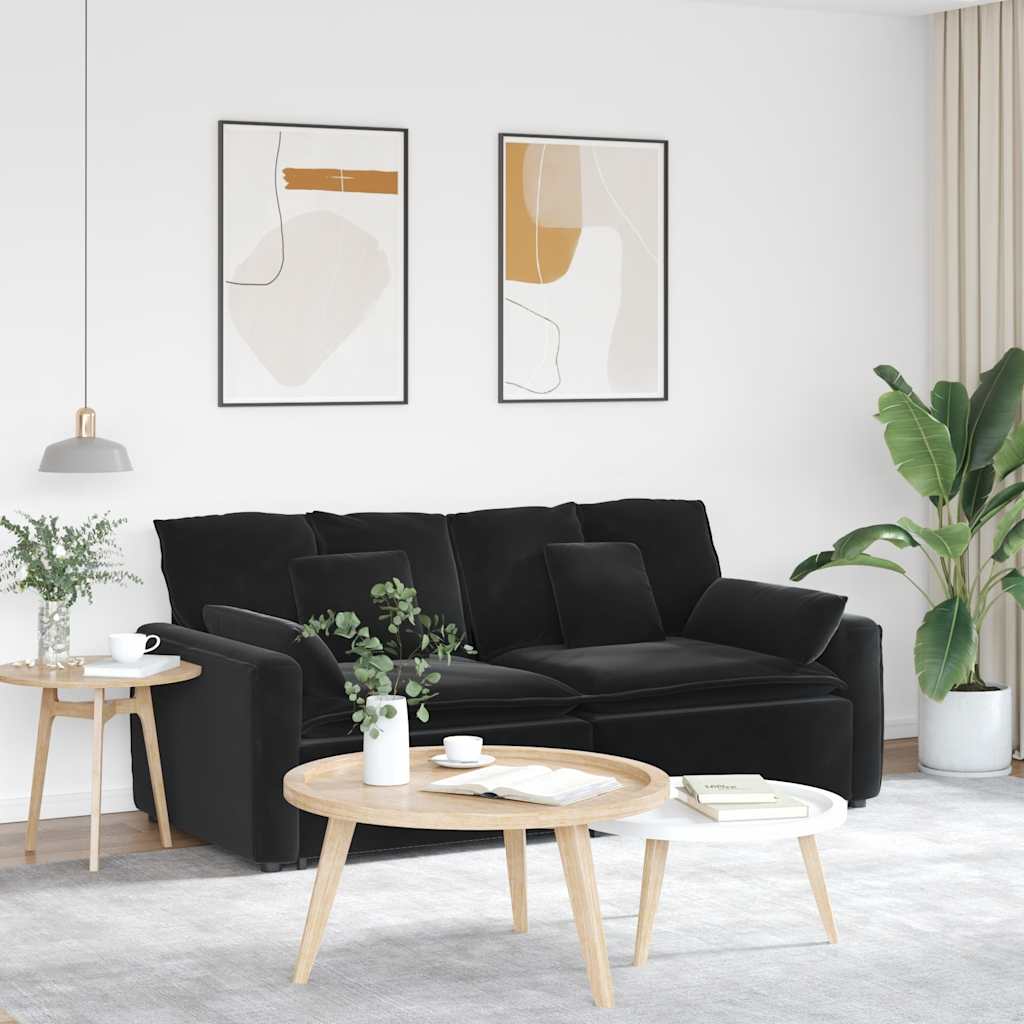 vidaXL Modulares Sofa mit Kissen Schwarz