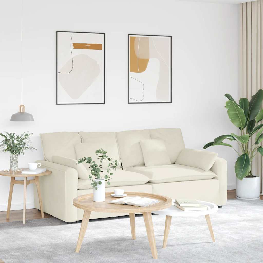 vidaXL Modulares Sofa mit Kissen Cream