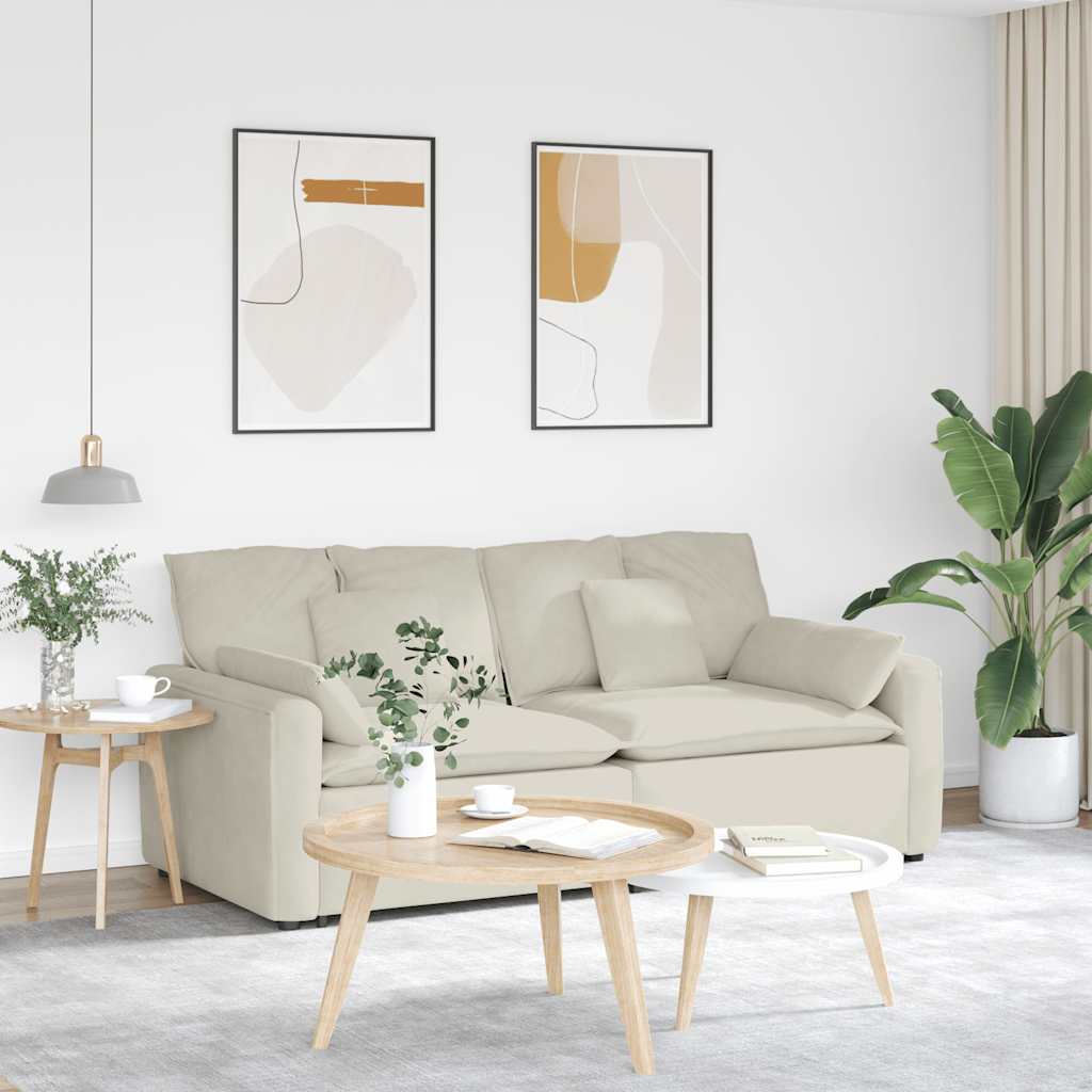 vidaXL Modulares Sofa mit Kissen Cream