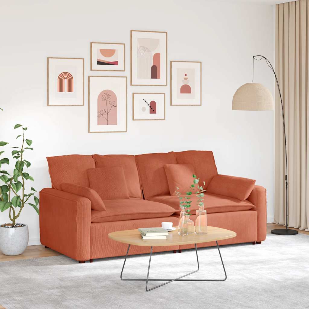 vidaXL Modulares Sofa mit Kissen Rot Orange