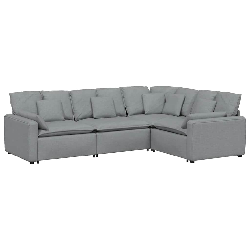 Thumbnail - vidaXL Modulares Sofa mit Kissen Stoff Hellgrau