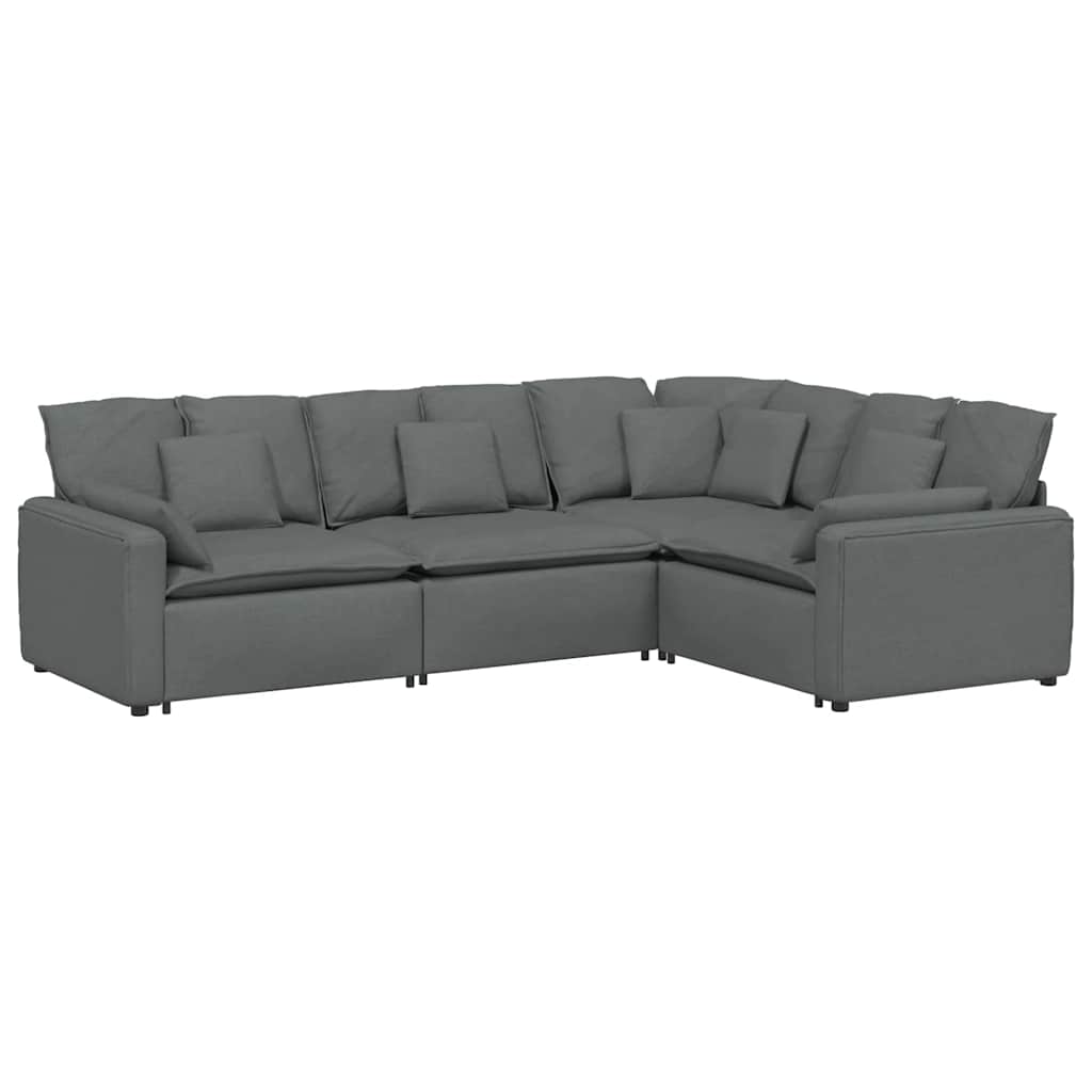 Thumbnail - vidaXL Modulares Sofa mit Kissen Stoff Dunkelgrau