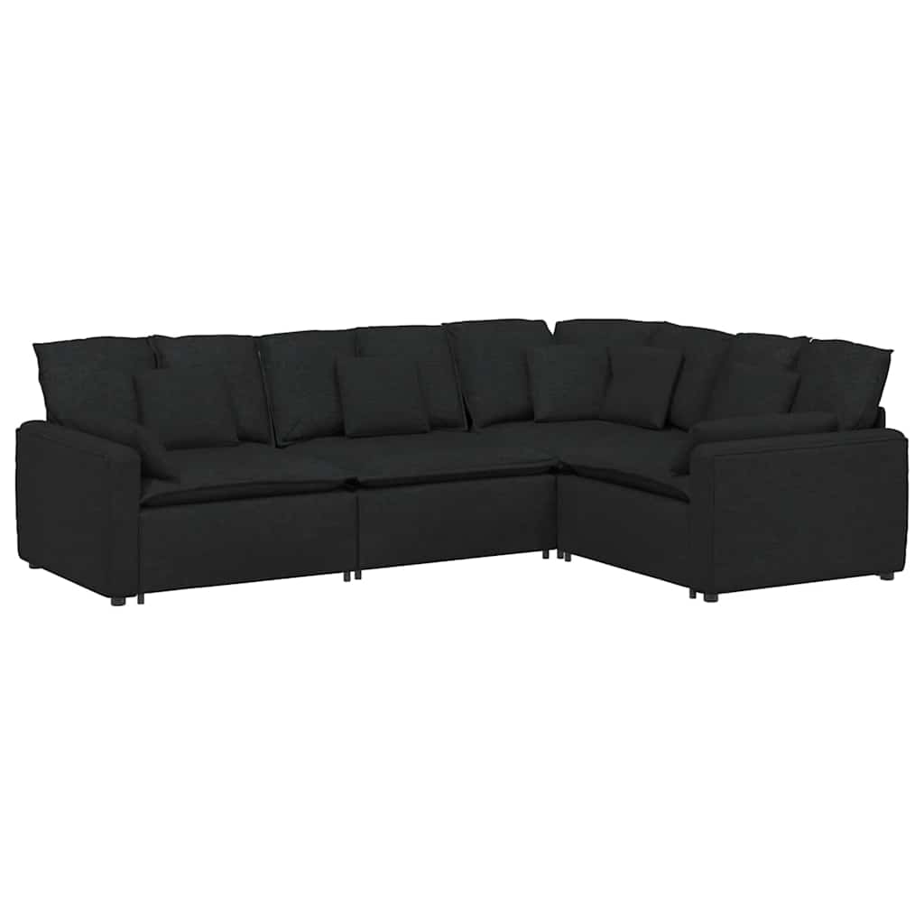 Thumbnail - vidaXL Modulares Sofa mit Kissen Stoff Schwarz