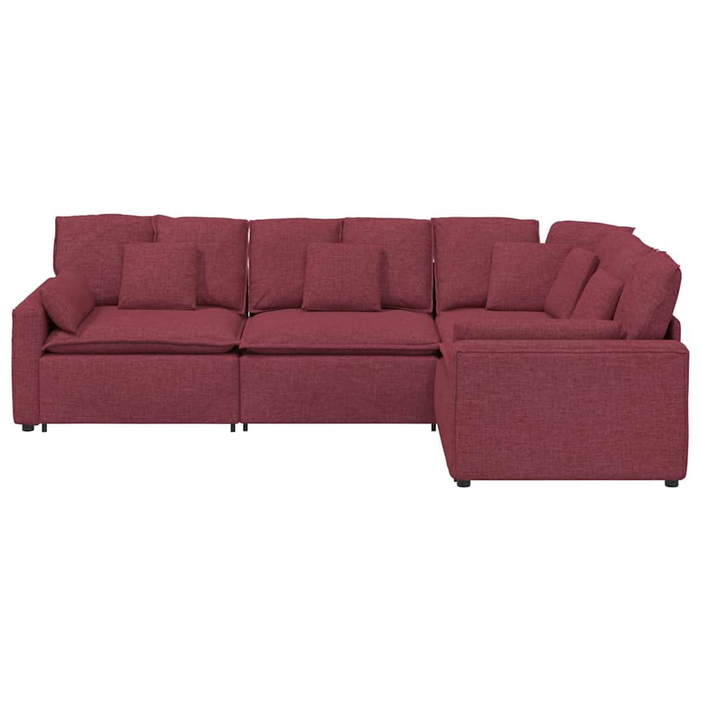 Thumbnail - vidaXL Modulares Sofa mit Kissen Stoff Weinrot