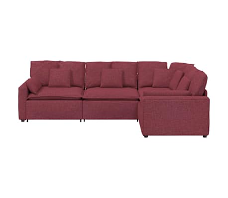 vidaXL Modulares Sofa mit Kissen Stoff Weinrot