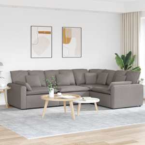Modulární pohovka s polštáři textil taupe - obrázek 1
