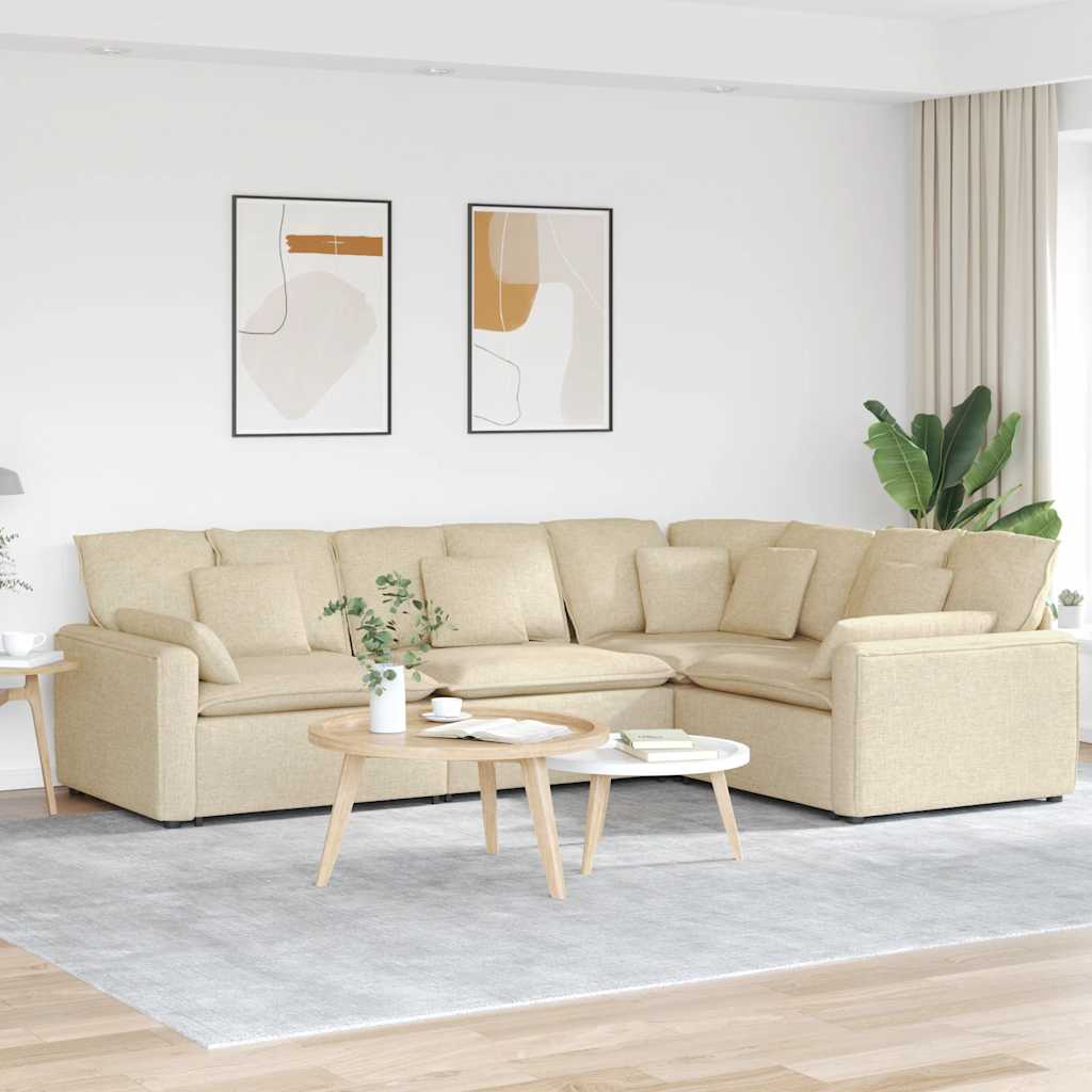 vidaXL Canapea modulară cu perne, crem, textil