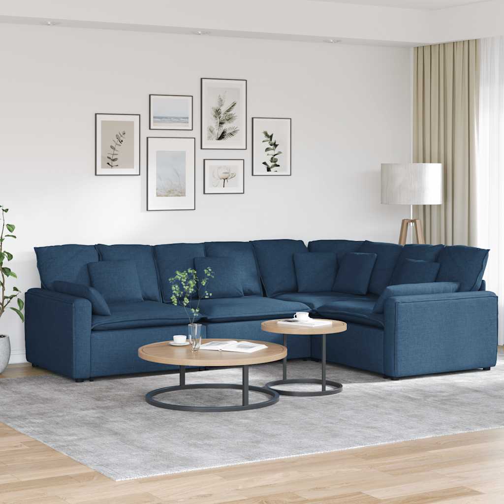 Thumbnail - vidaXL Modulares Sofa mit Kissen Stoff Blau