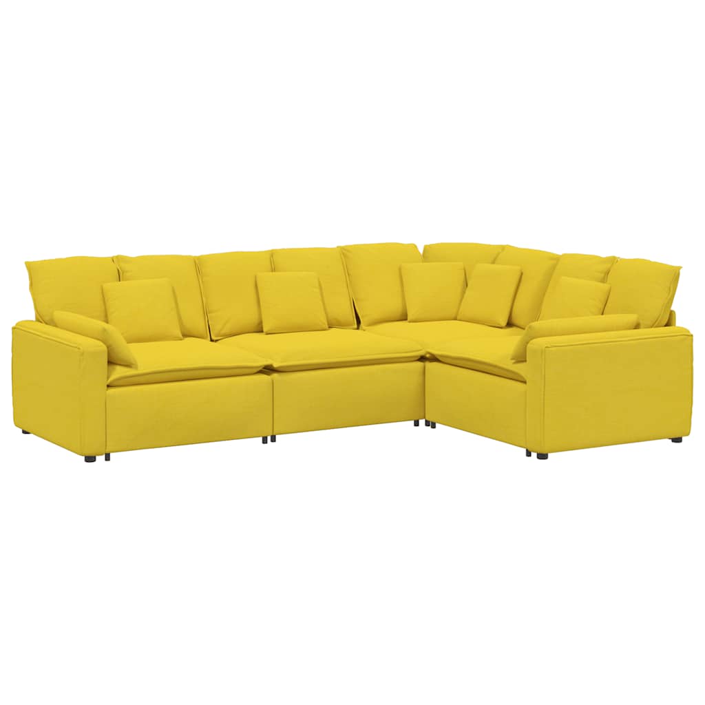 Thumbnail - vidaXL Modulares Sofa mit Kissen Stoff Hellgelb