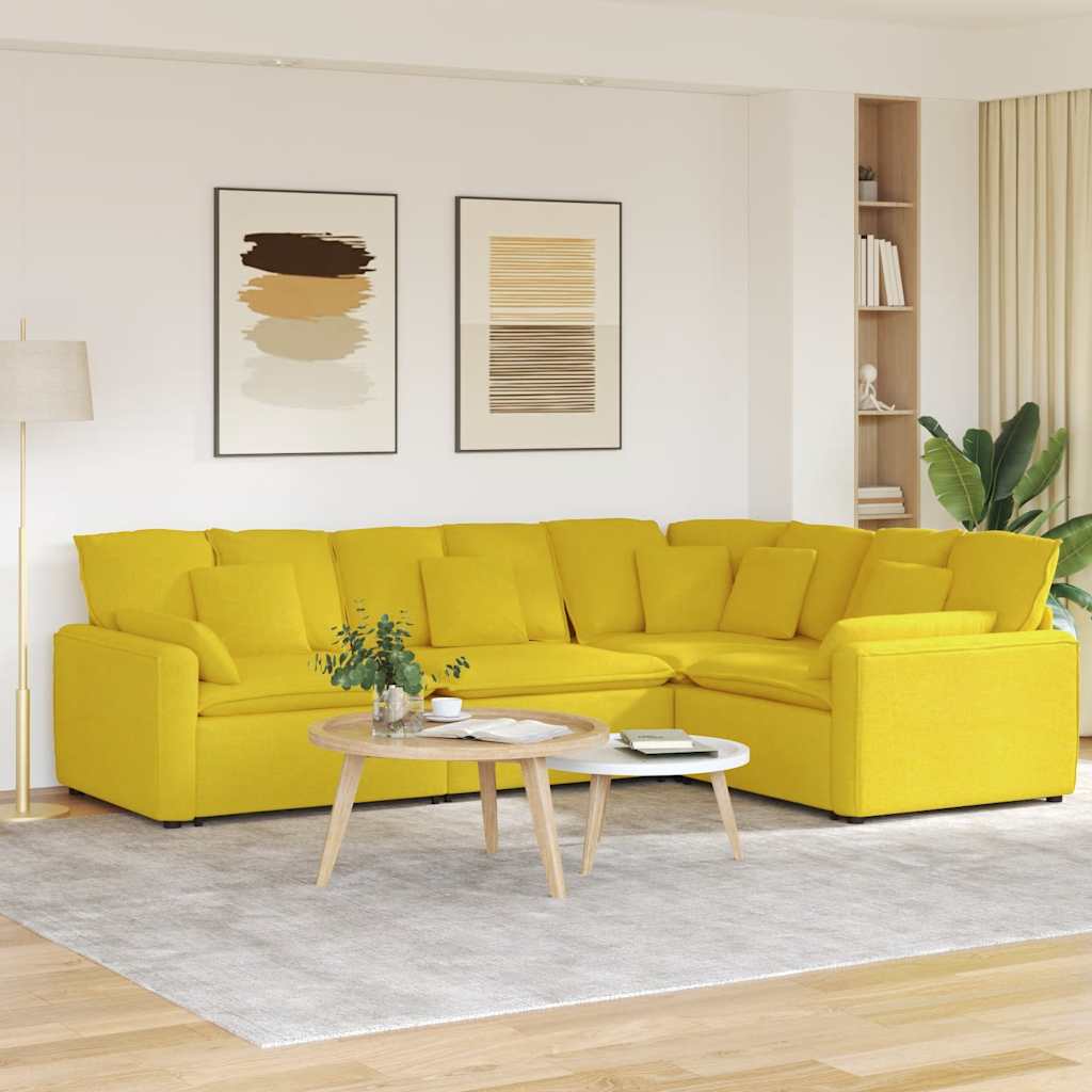 vidaXL Canapea modulară cu perne, galben deschis, textil