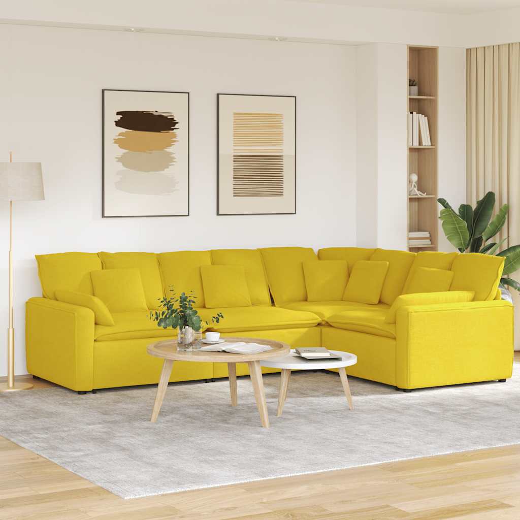 vidaXL Canapea modulară cu perne, galben deschis, textil