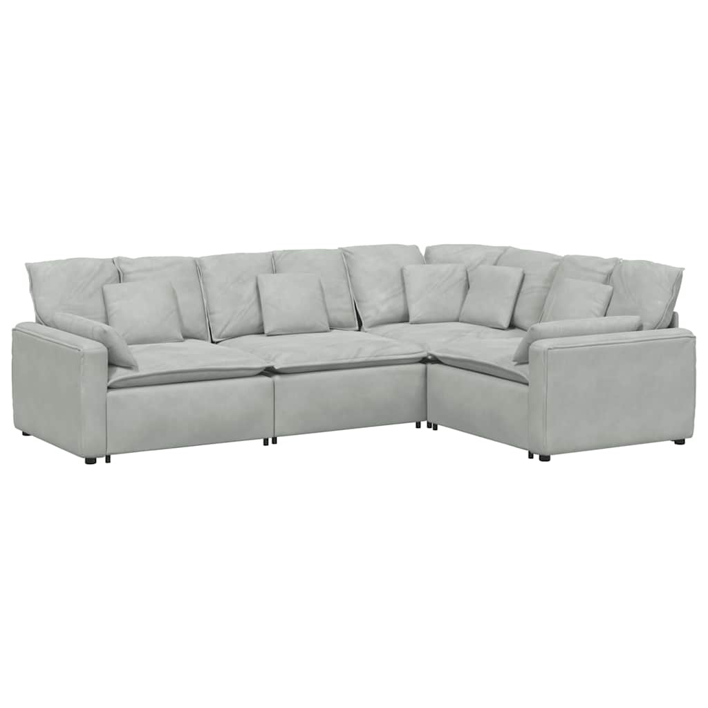 Thumbnail - vidaXL Modulares Sofa mit Kissen Samt Hellgrau