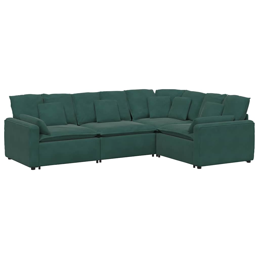 Thumbnail - vidaXL Modulares Sofa mit Kissen Samt Dunkelgrün