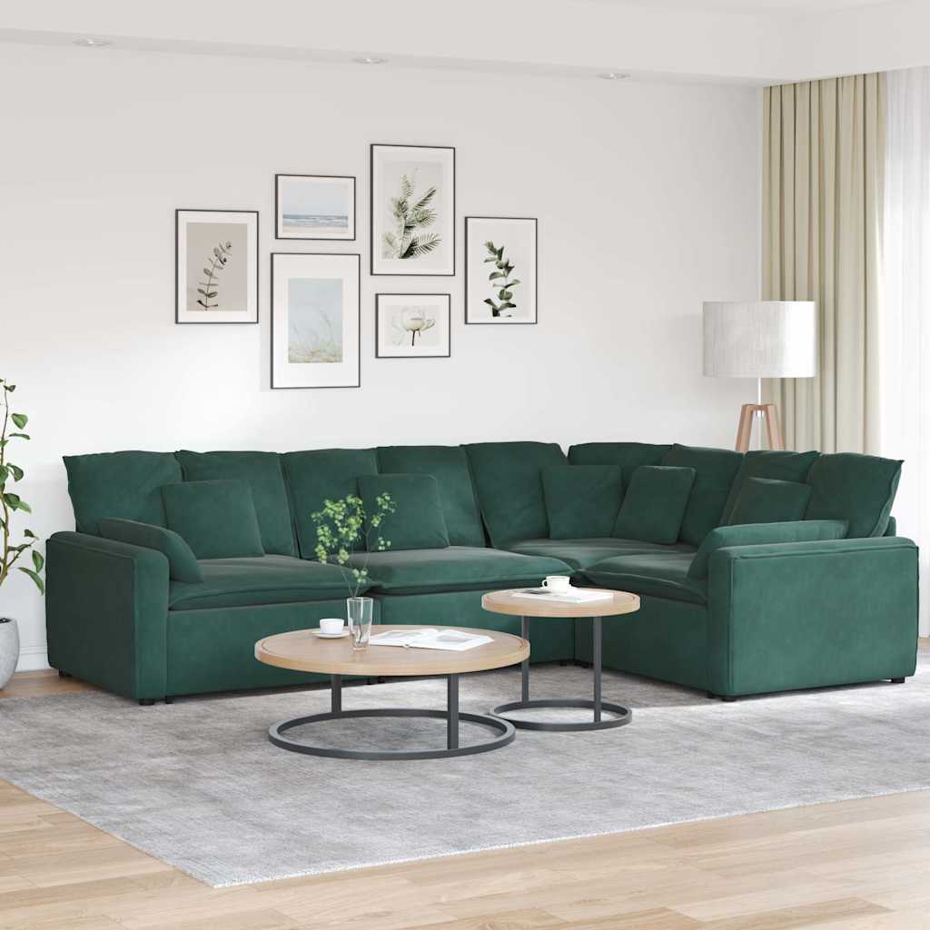vidaXL Canapea modulară cu perne, verde închis, catifea