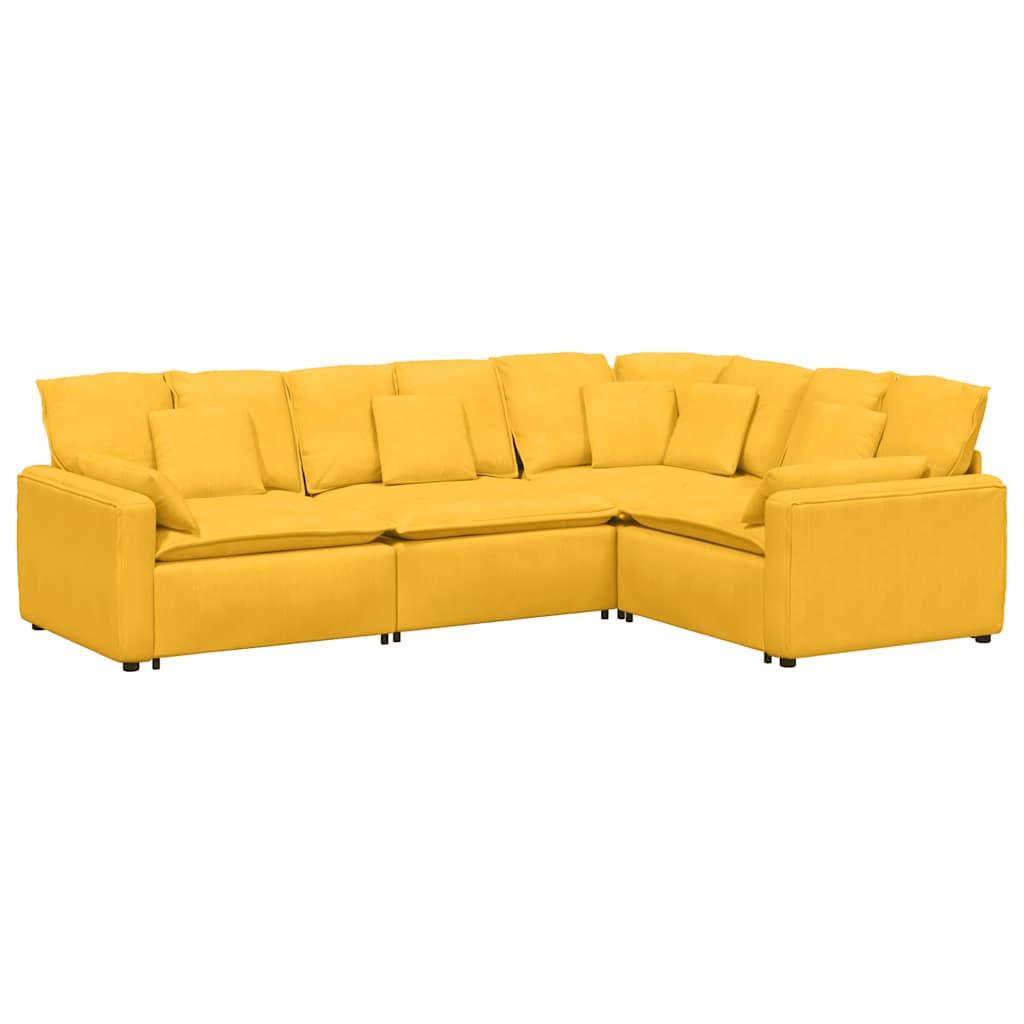 Thumbnail - vidaXL Modulares Sofa mit Kissen Cordstoff Hellgelb