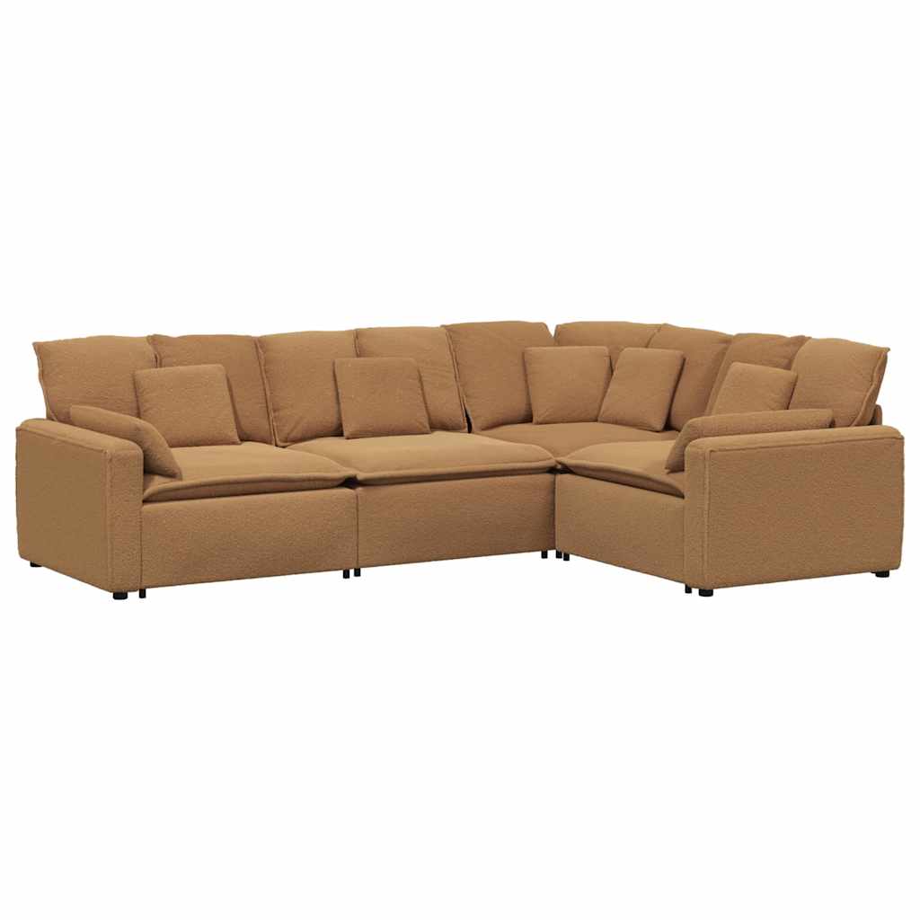 Thumbnail - vidaXL Modulares Sofa mit Kissen Stoff in Lammwolloptik Beige