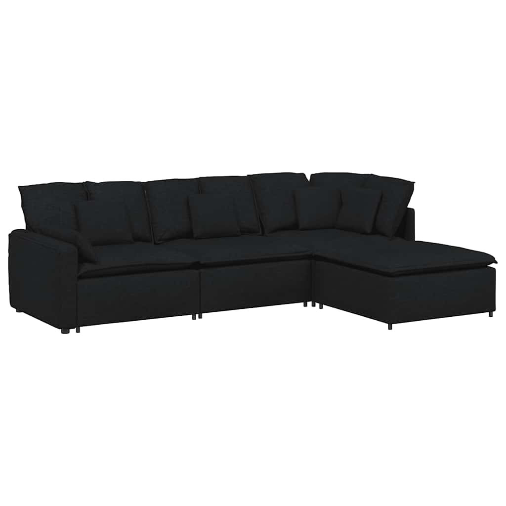 Thumbnail - vidaXL Modulares Sofa mit Fußhocker Kissen Stoff Schwarz