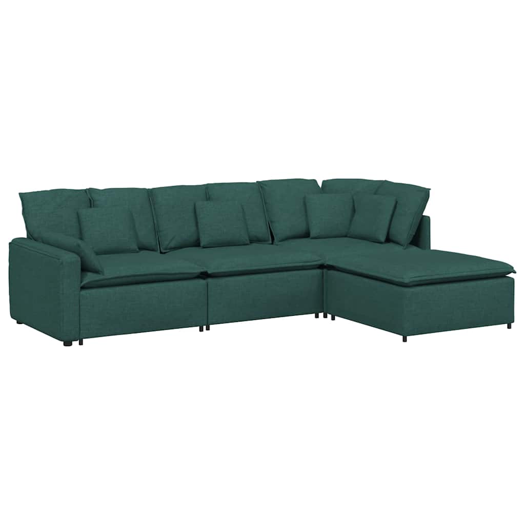 Thumbnail - vidaXL Modulares Sofa mit Fußhocker Kissen Stoff Dunkelgrün