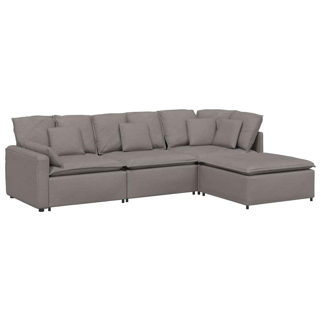 Thumbnail - vidaXL Modulares Sofa mit Fußhocker Kissen Stoff Taupe