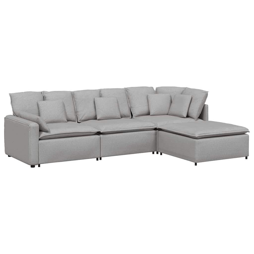 Thumbnail - vidaXL Modulares Sofa mit Fußhocker Kissen Stoff Wolkengrau