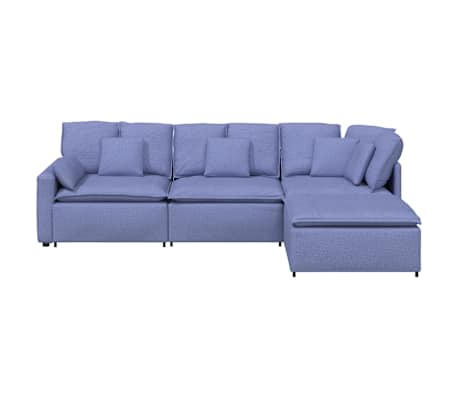 vidaXL Modulares Sofa mit Fu&szlig;hocker Kissen Stoff Jeansblau