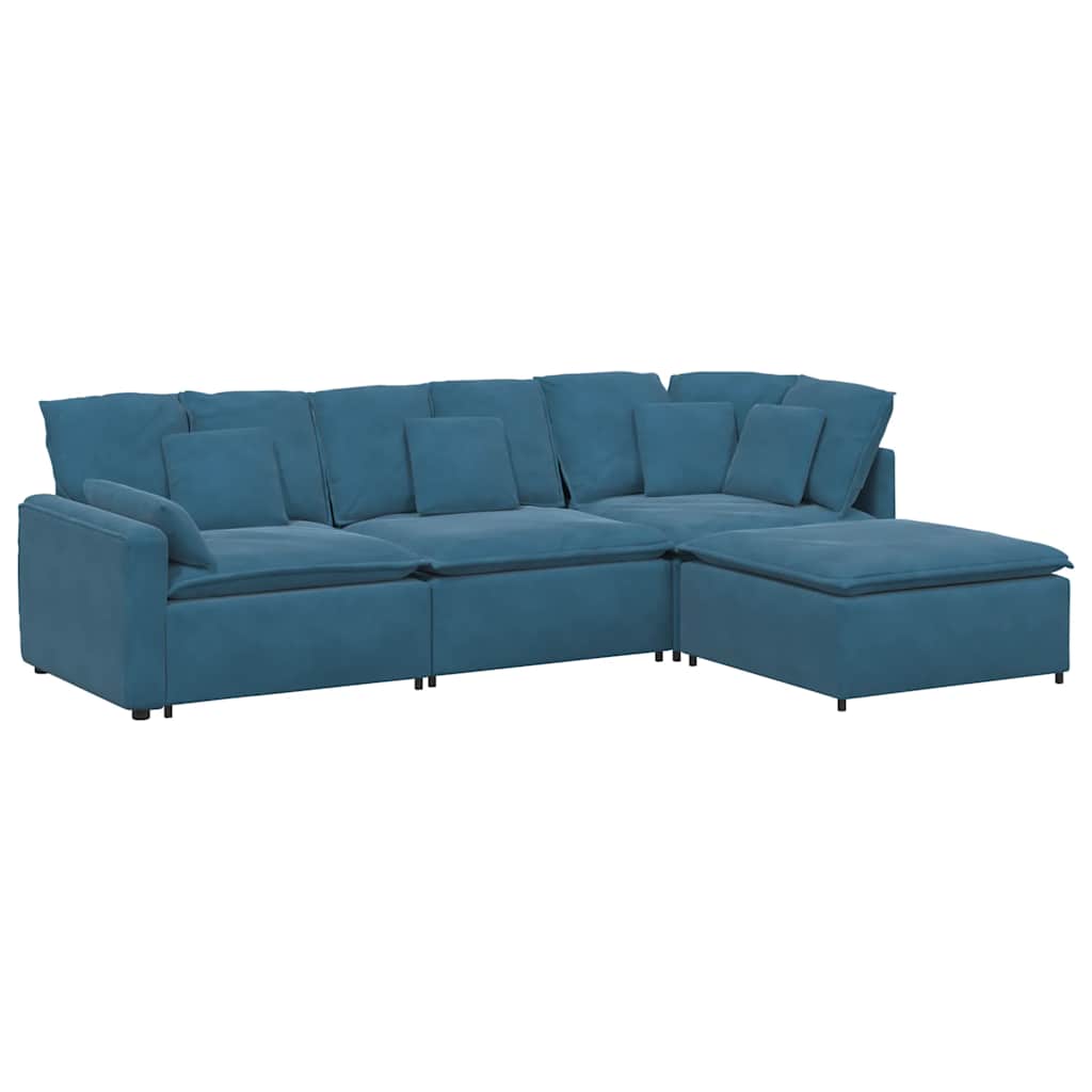 Thumbnail - vidaXL Modulares Sofa mit Fußhocker Kissen Samt Blau